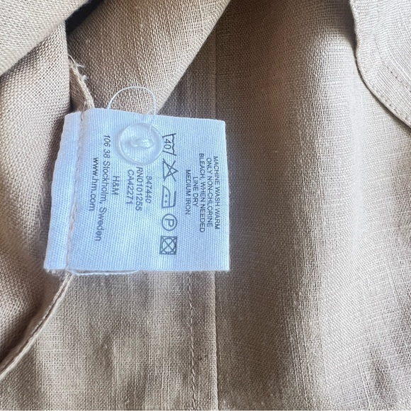 H&M Tan Linen Cotton Midi Sleeveless Dress Size 6 EUC - Picture 6 of 6